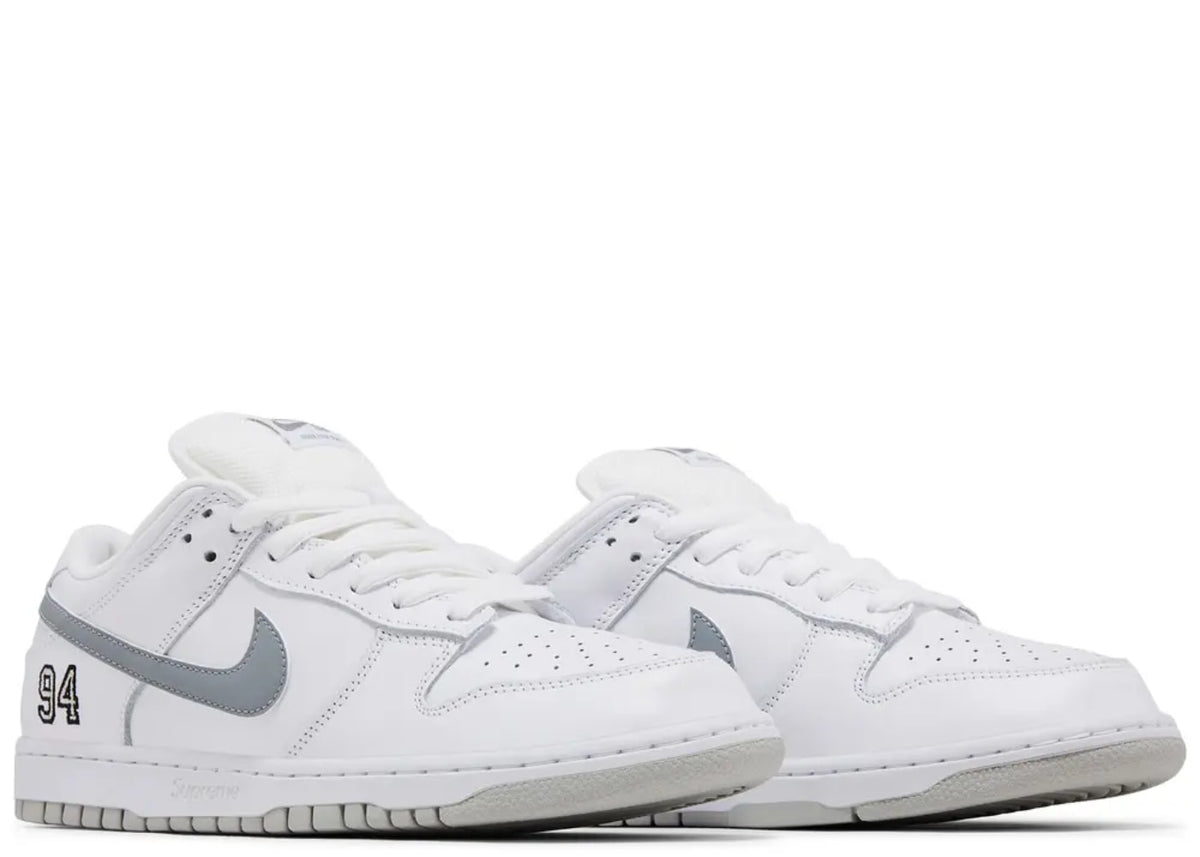 Nike SB Dunk Low Supreme 94 White Metallic Silver