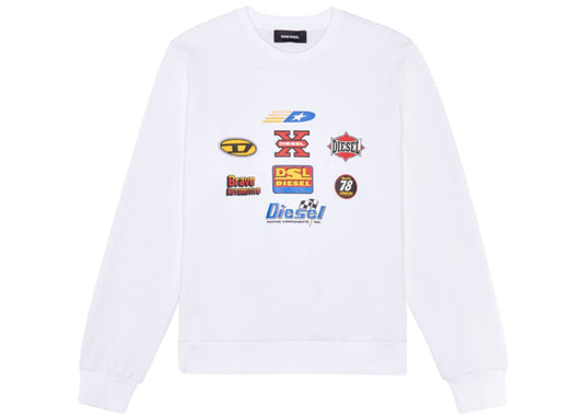 Diesel S-GINN-K24 Racing Logo Sweatshirt Bright White