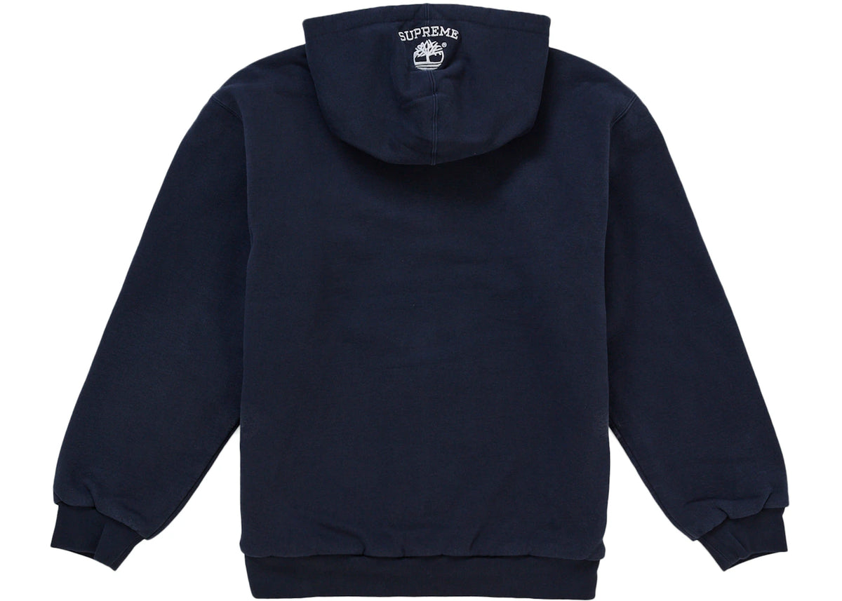 Supreme Timberland Thermal Lined Zip Up Hooded Sweatshirt Navy