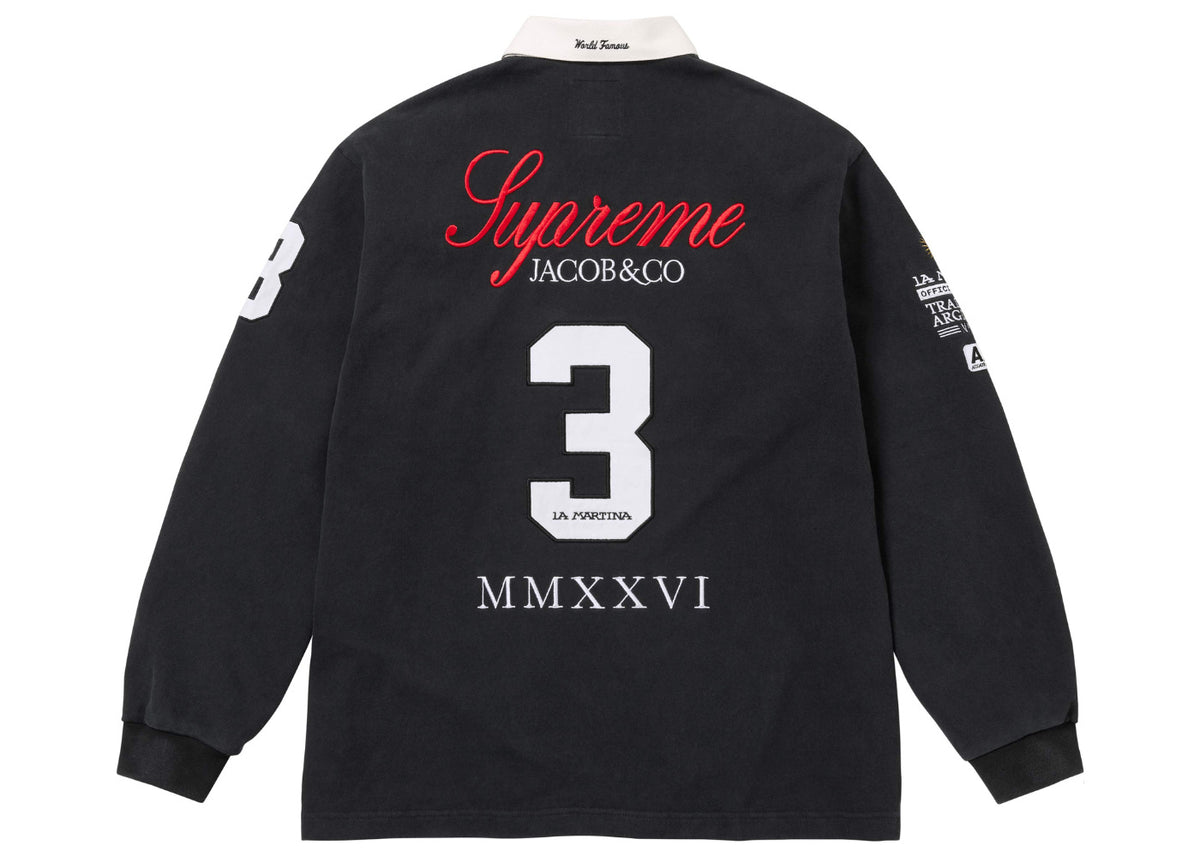 Supreme La Martina Jacob & Co Rugby Long Sleeve Polo Black