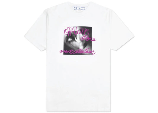 Off White Tornado Type Slim S/S Tee White Fuchia