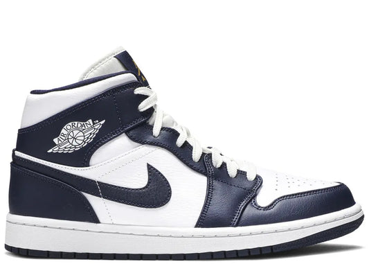 Jordan 1 Mid White Metallic Gold Obsidian