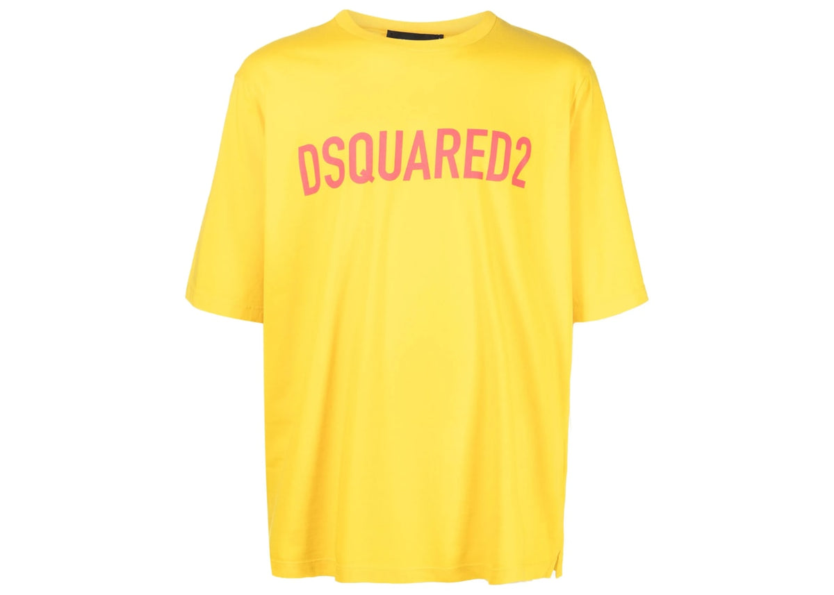 Dsquared2 Logo Print Cotton T-shirt Yellow
