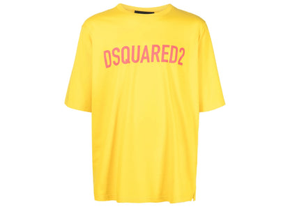 Dsquared2 Logo Print Cotton T-shirt Yellow