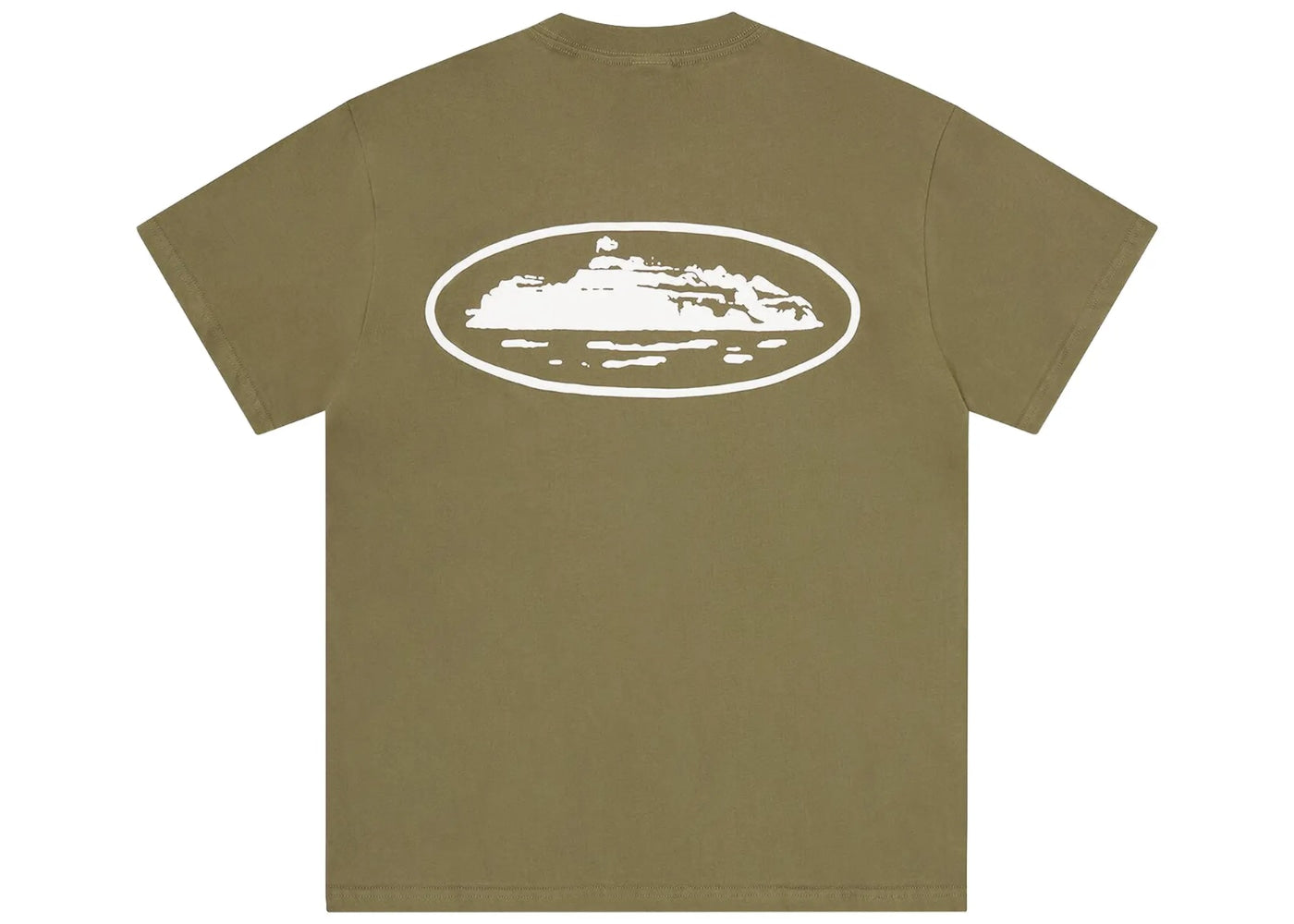 Corteiz Island Puff Print Tee Olive Green 