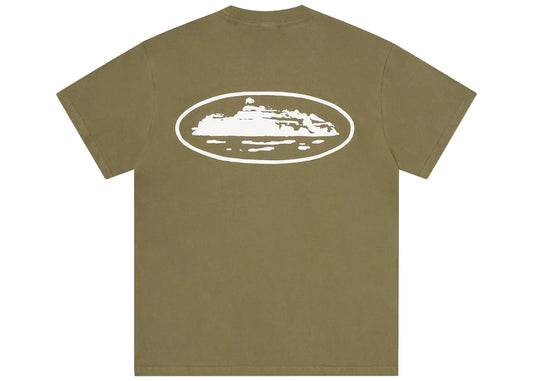 Corteiz Island Puff Print Tee Olive Green 