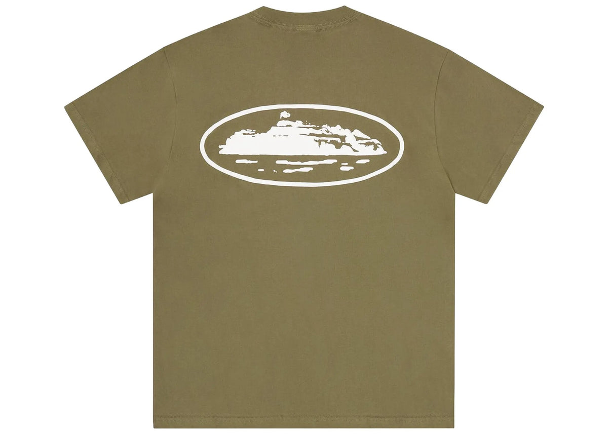 Corteiz Island Puff Print Tee Olive Green 