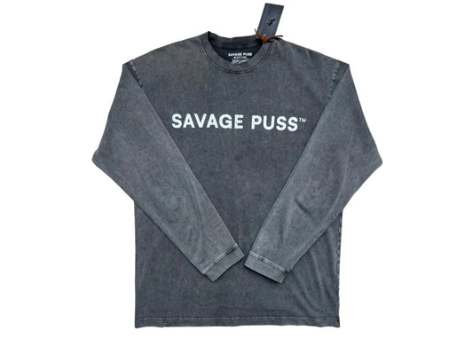 Savage Puss™ vintage heavy longsleeve T-shirt gray