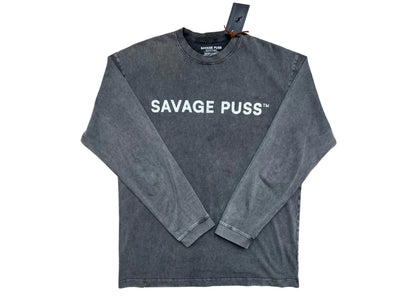 Savage Puss™ vintage heavy longsleeve T-shirt gray
