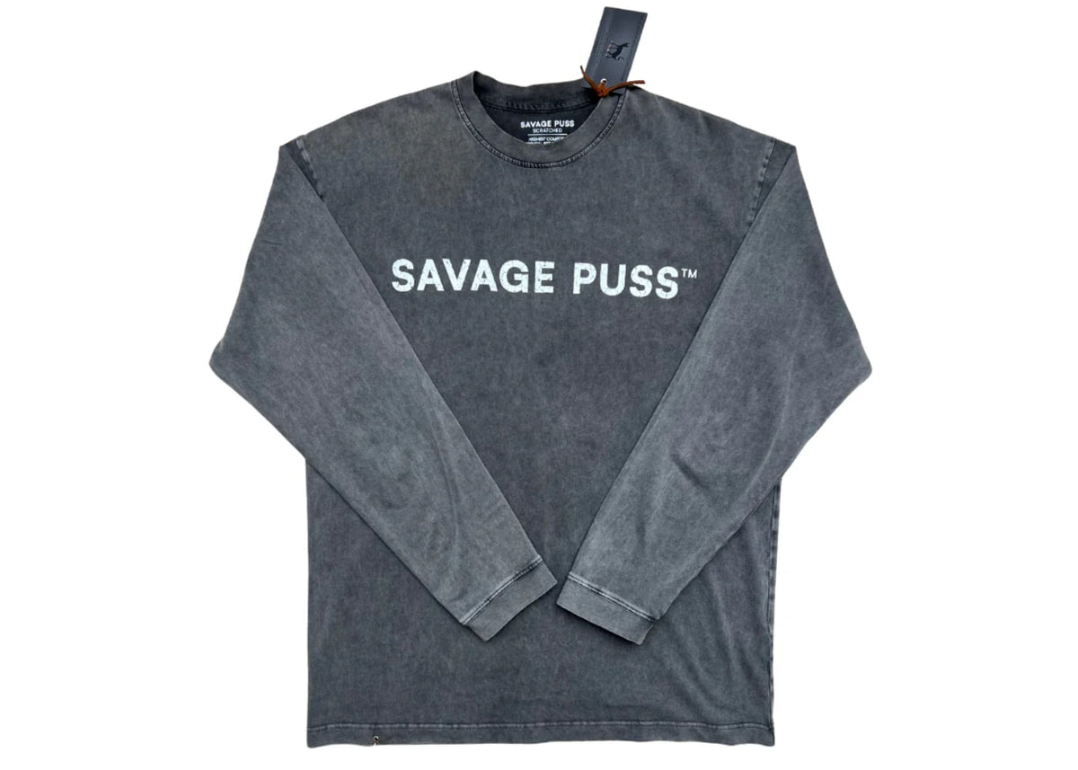 Savage Puss™ vintage heavy longsleeve T-shirt grey