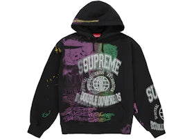Supreme Overprint Hooded Sweatshirt Black