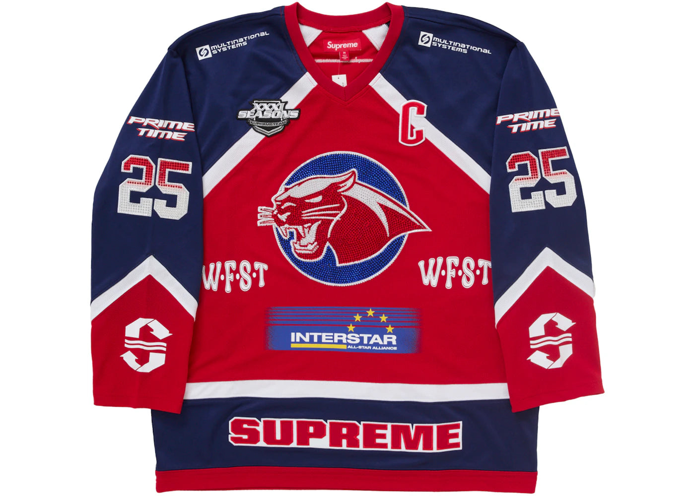 Supreme Rhinestone Hockey Jersey Red