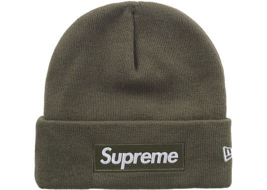 New Era Supreme Box Logo Beanie Hat Green Olive