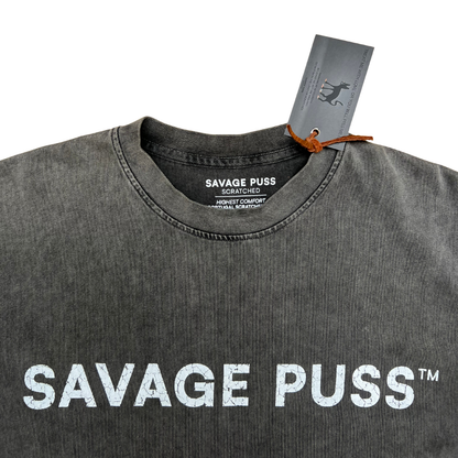 Savage Puss™ vintage heavy longsleeve T-shirt gray