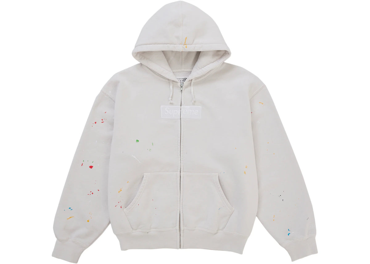 Supreme MM6 Maison Margiela Box Logo Zip Up Hooded Sweatshirt White