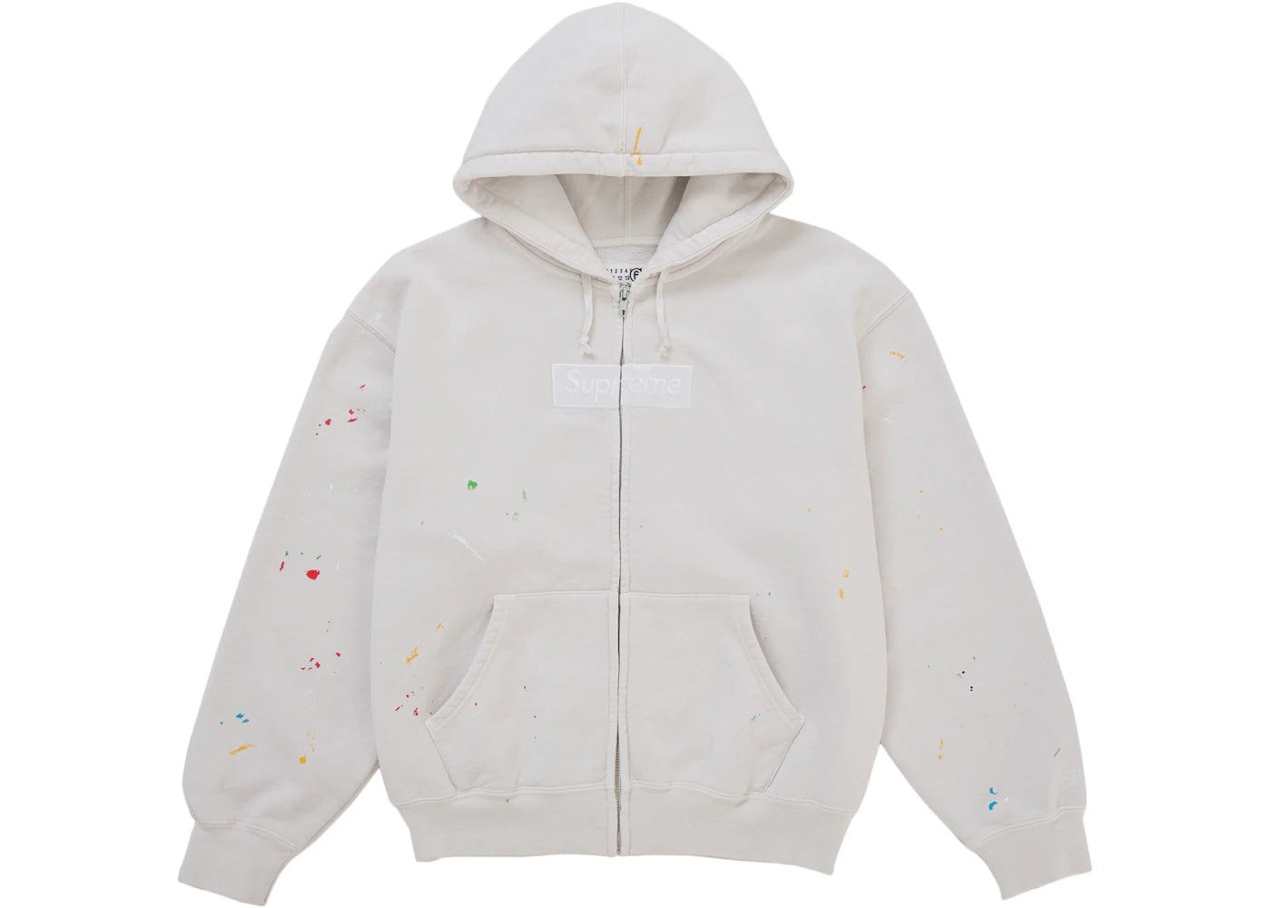 Supreme MM6 Maison Margiela Box Logo Zip Up Hooded Sweatshirt White