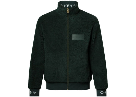 Louis Vuitton Leather Patch Fleece Jacket Green