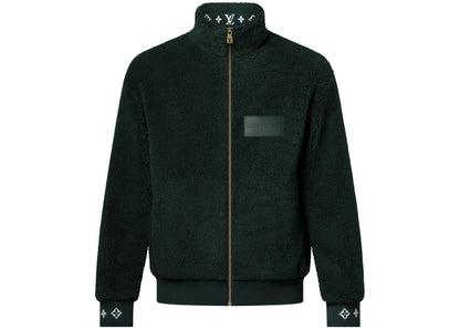 Louis Vuitton Leather Patch Fleece Jacket Green