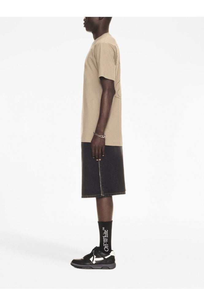 OFF WHITE Off Stitch Slim S/S Tee Beige