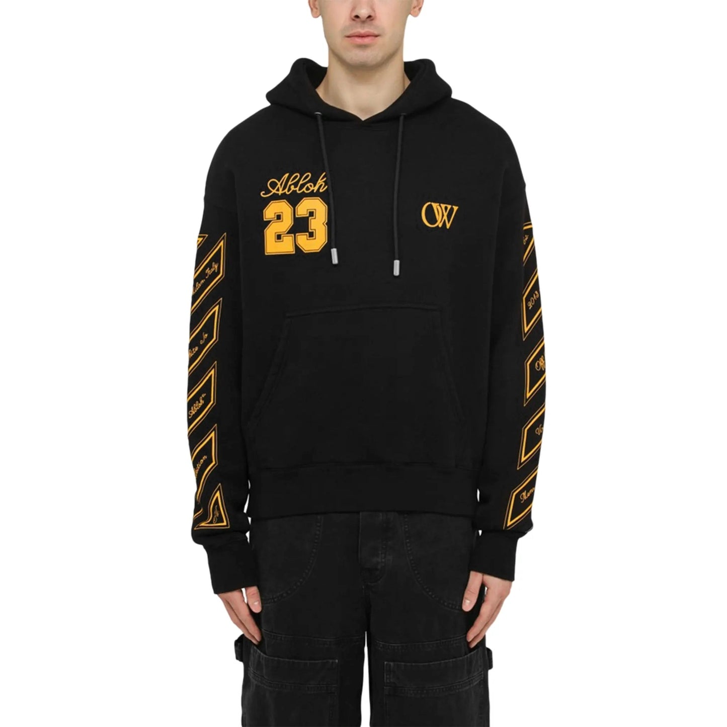 Off White OW 23 Skate Hoodie Black Gold Fusi