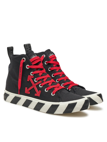 Off-White Vulcanized Hi Black Red Canvas Sneakers