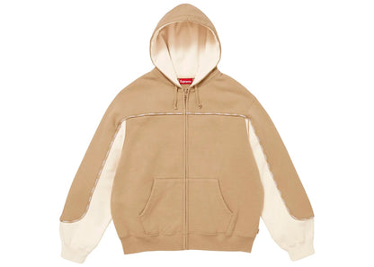 Supreme Piping Zip Up Hooded Sweatshirt Brown Dark Tan