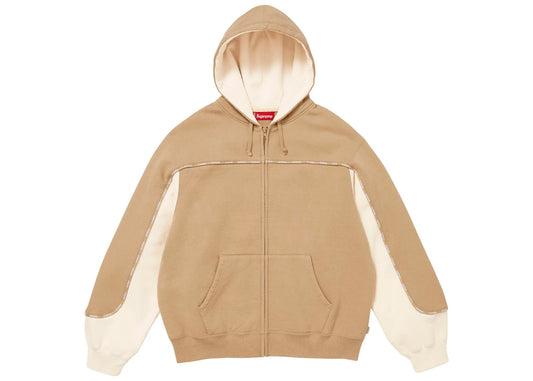 Supreme Piping Zip Up Hooded Sweatshirt Brown Dark Tan