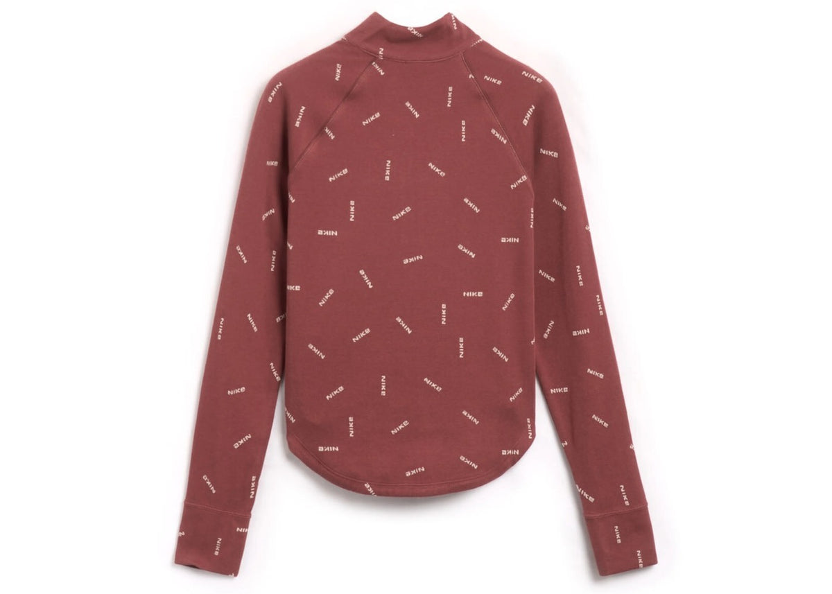 Nike Sportswear Collection Women's Slim 1/2-Zip Long-Sleeve Logo Top Red Sepia/Light Orewood Brown/Red Sepia