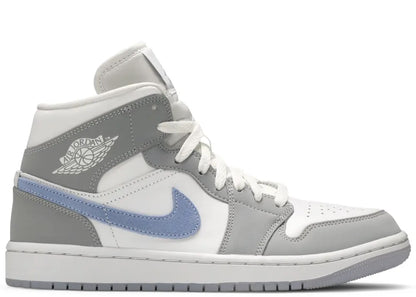 Air Jordan 1 Mid Wolf Grey Aluminum Blue (Women's)