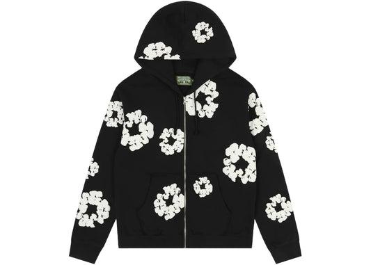 Denim Tears Cotton Wreath Zip Up Hoodie Black