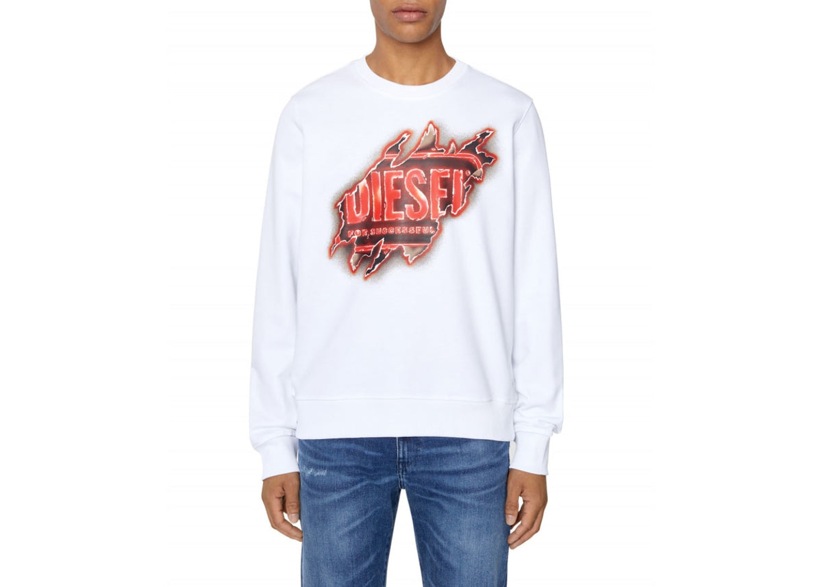 Diesel S-GINN-E9 Logo Sweatshirt Bright White