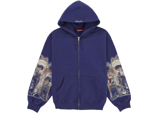 Supreme Michael Jackson Dangerous Zip Up Hooded Sweatshirt Washed Navy