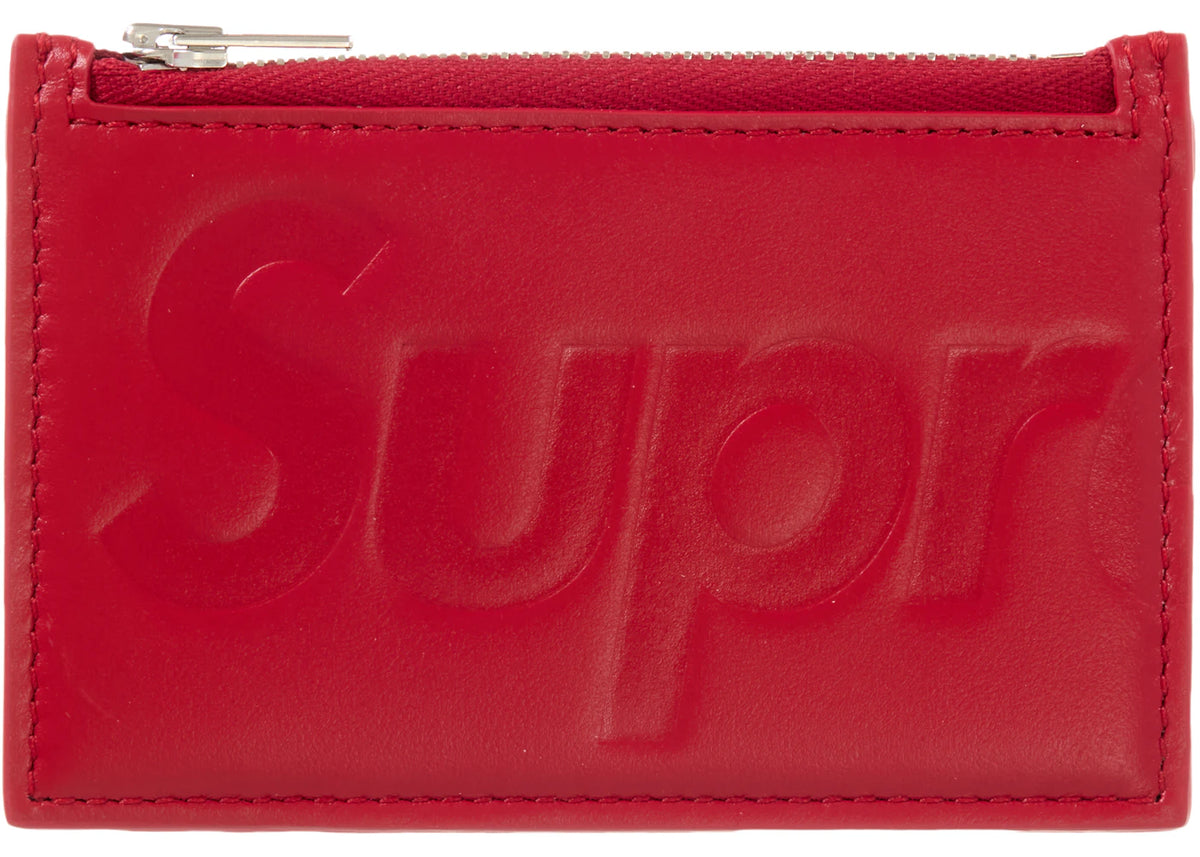 Supreme Leather Zip Card Holder Red