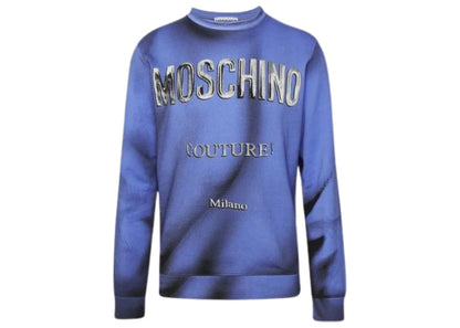 Moschino Logo Print Cotton Sweatshirt Blue