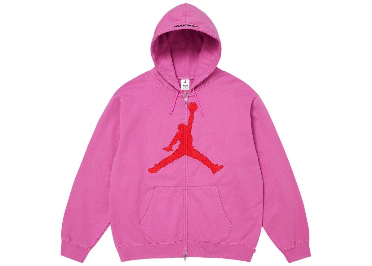 Supreme x Jordan Zip Up Hooded Sweatshirt 'Pink'