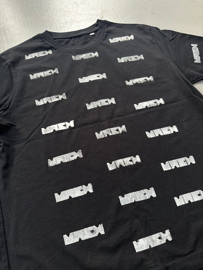 Mach Designs White All Over Print Classic Logo T-shirt Black