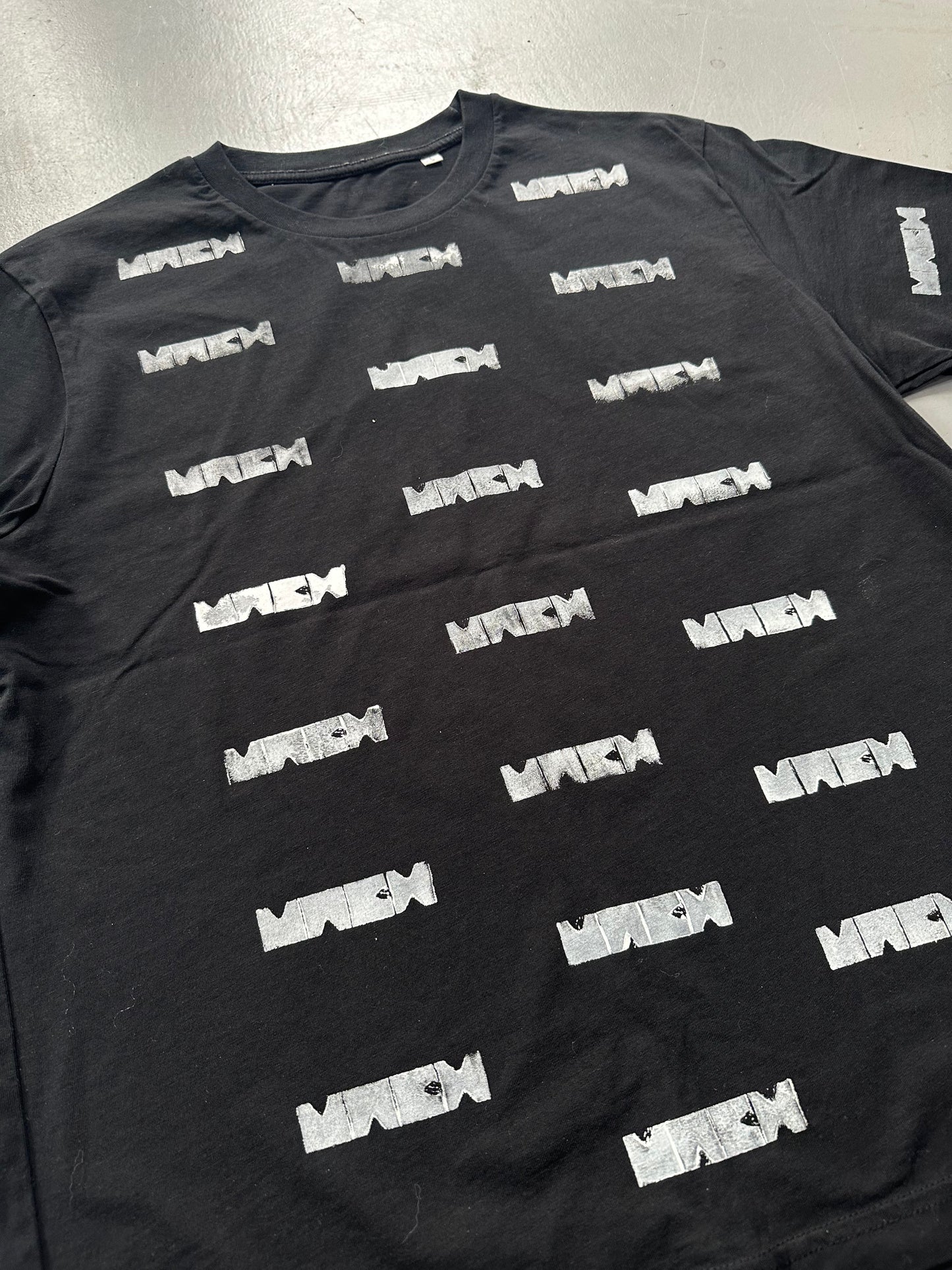 Mach Designs White All Over Print Classic Logo Tshirt Black