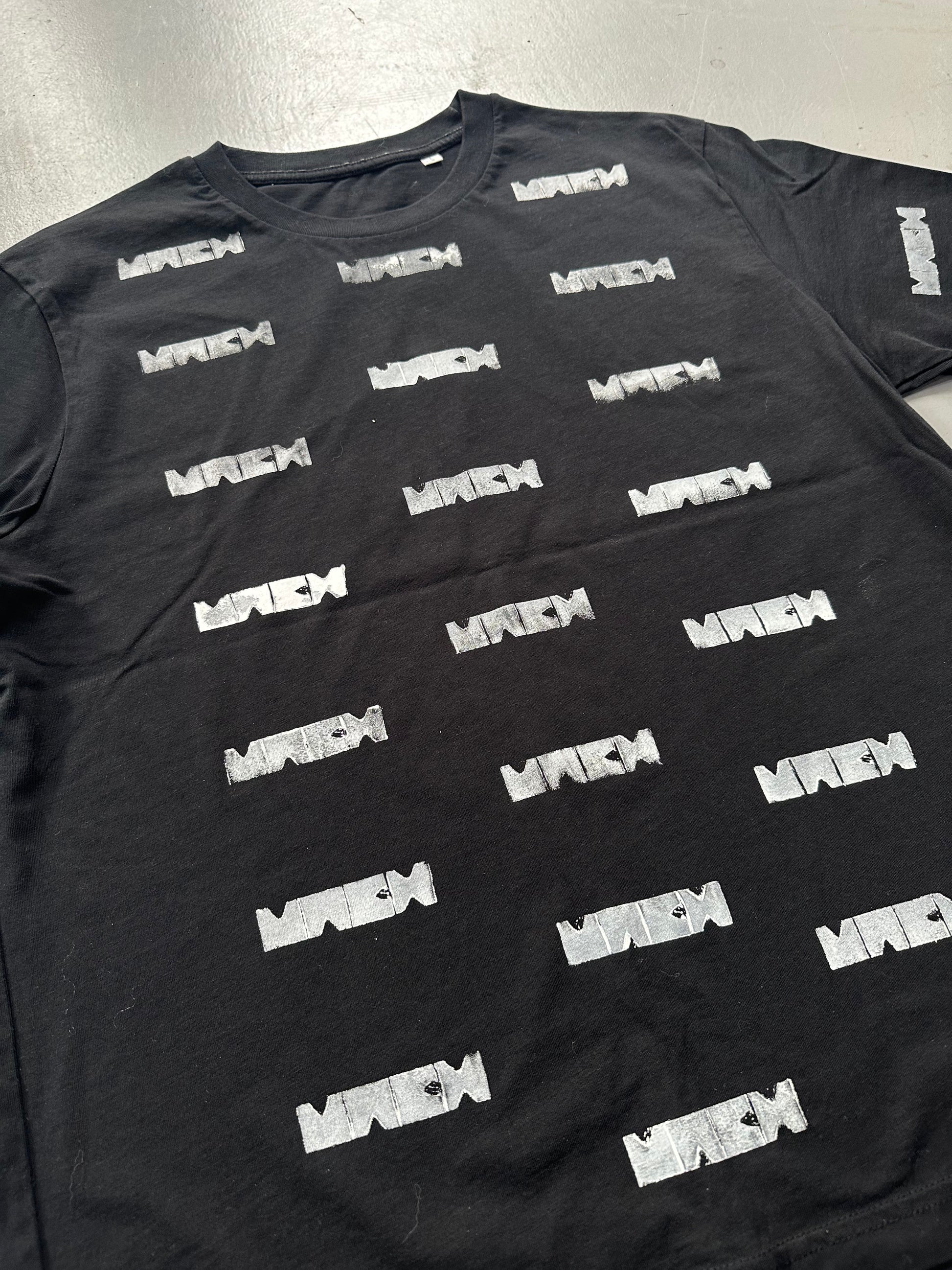 Mach Designs White All Over Print Classic Logo Tshirt Black