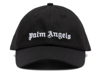 Palm Angels Embroidered Gothic Intarsia Logo Strap-Back Cap Black