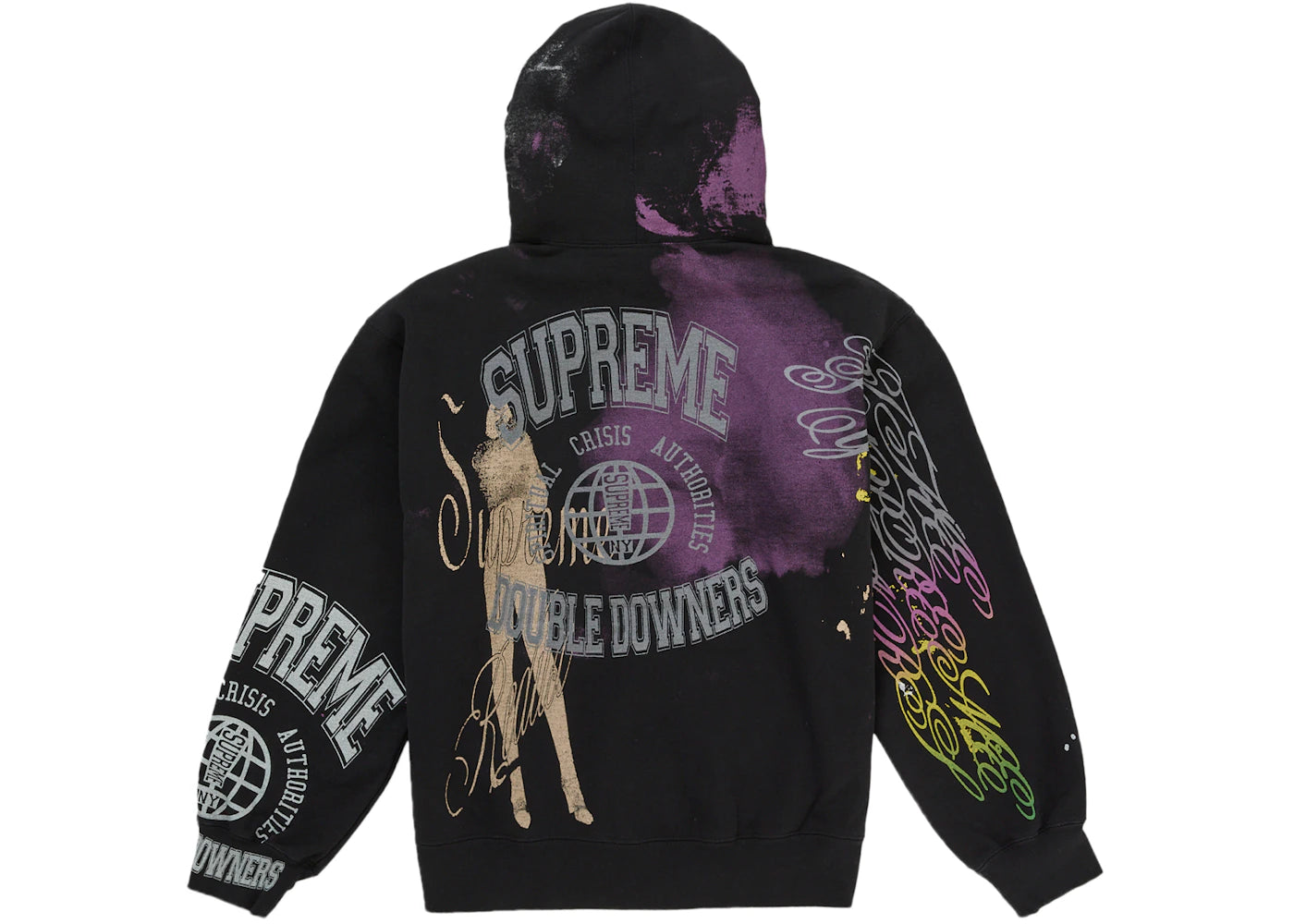 Supreme Overprint Hooded Sweatshirt Black