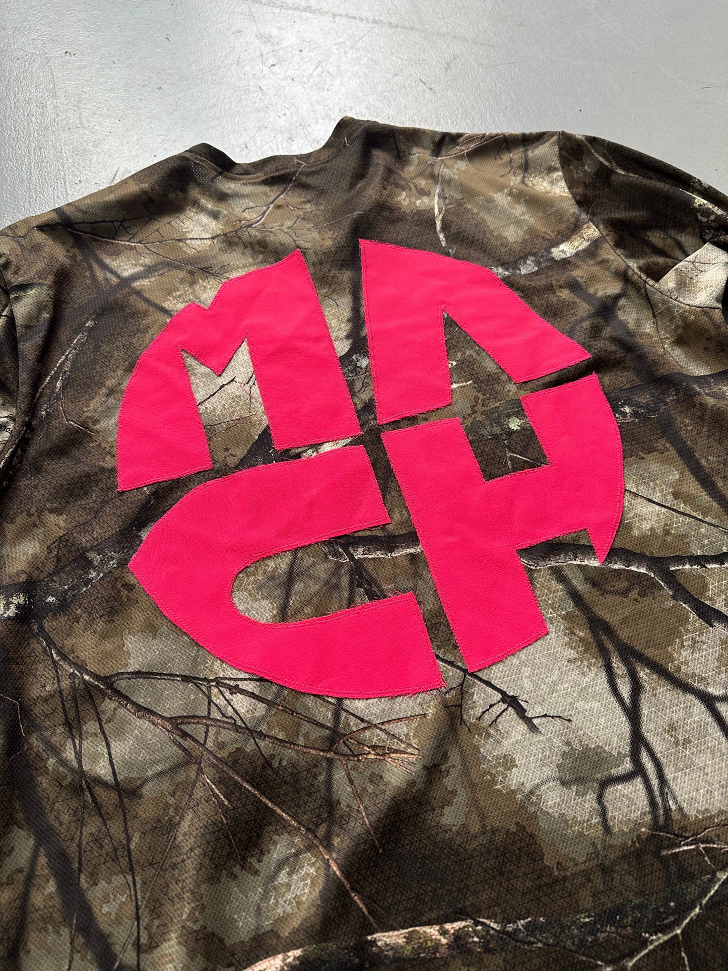 Mach Designs Real Tree Camo Iconic Pink Logo Long Sleeve Green