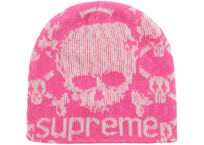 Supreme Vanson Leathers Skull Beanie Pink