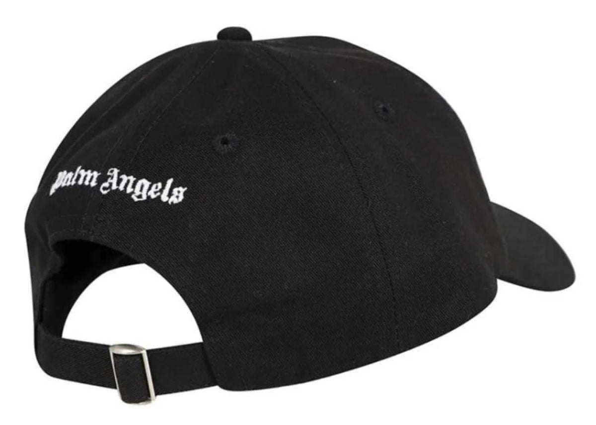 Palm Angels Embroidered Gothic Intarsia Logo Strap-Back Cap Black