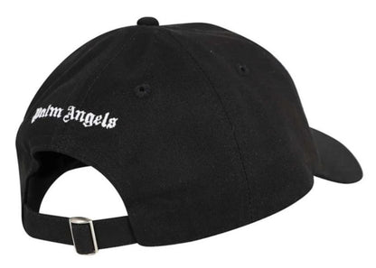 Palm Angels Embroidered Gothic Intarsia Logo Strap-Back Cap Black