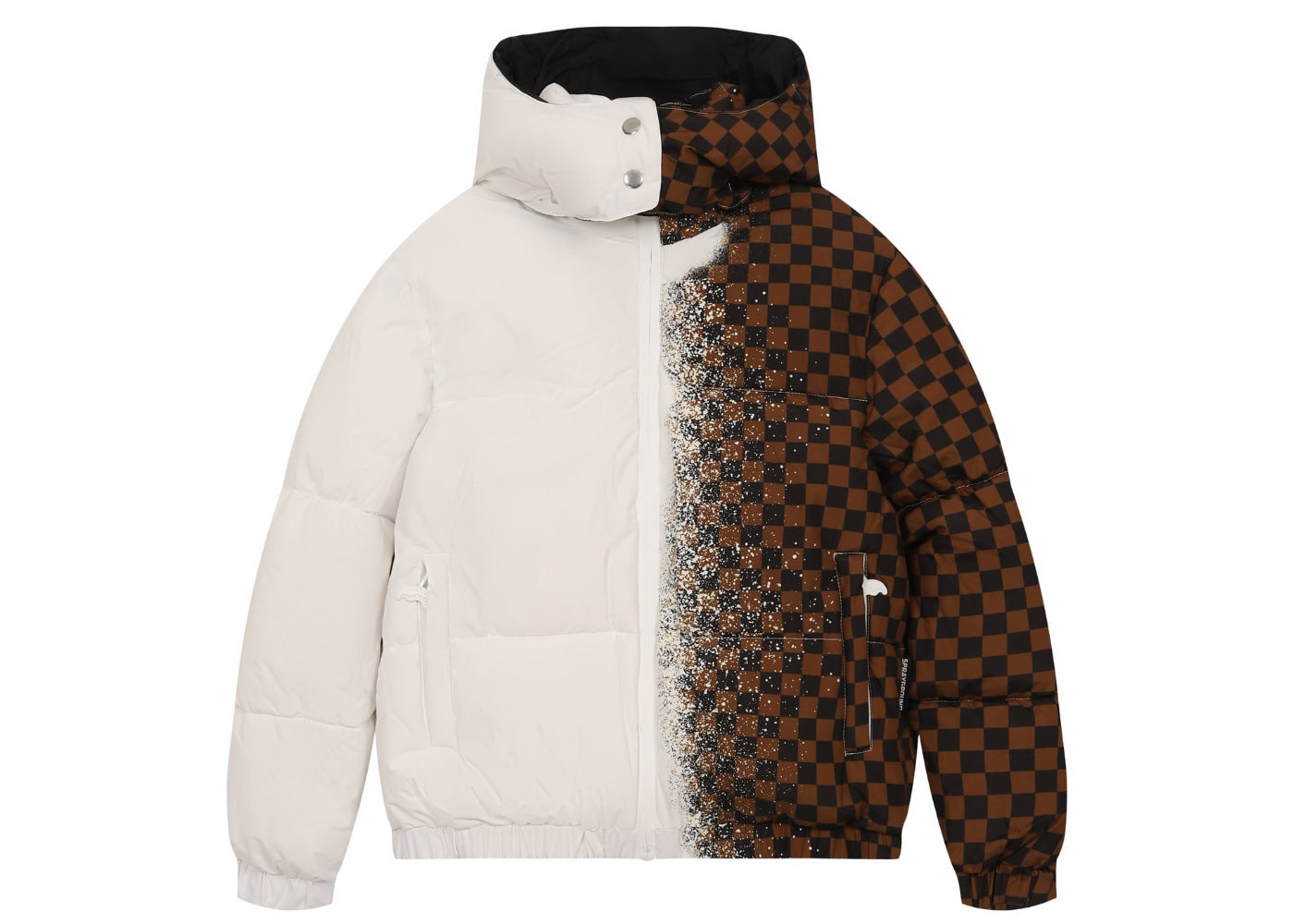 Sprayground Spray Checkered Puffer Down Jacket White Brown
