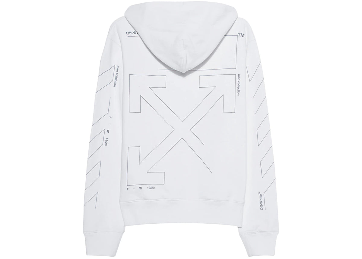 Off-White Diag Unfinished Hoodie White Silver