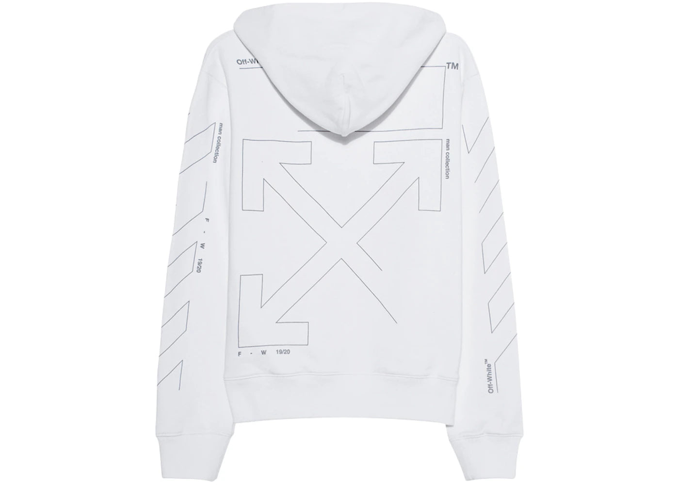 Off-White Diag Unfinished Hoodie White Silver