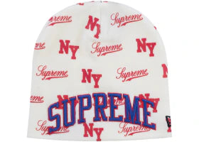 Supreme New Era Monogram Beanie White