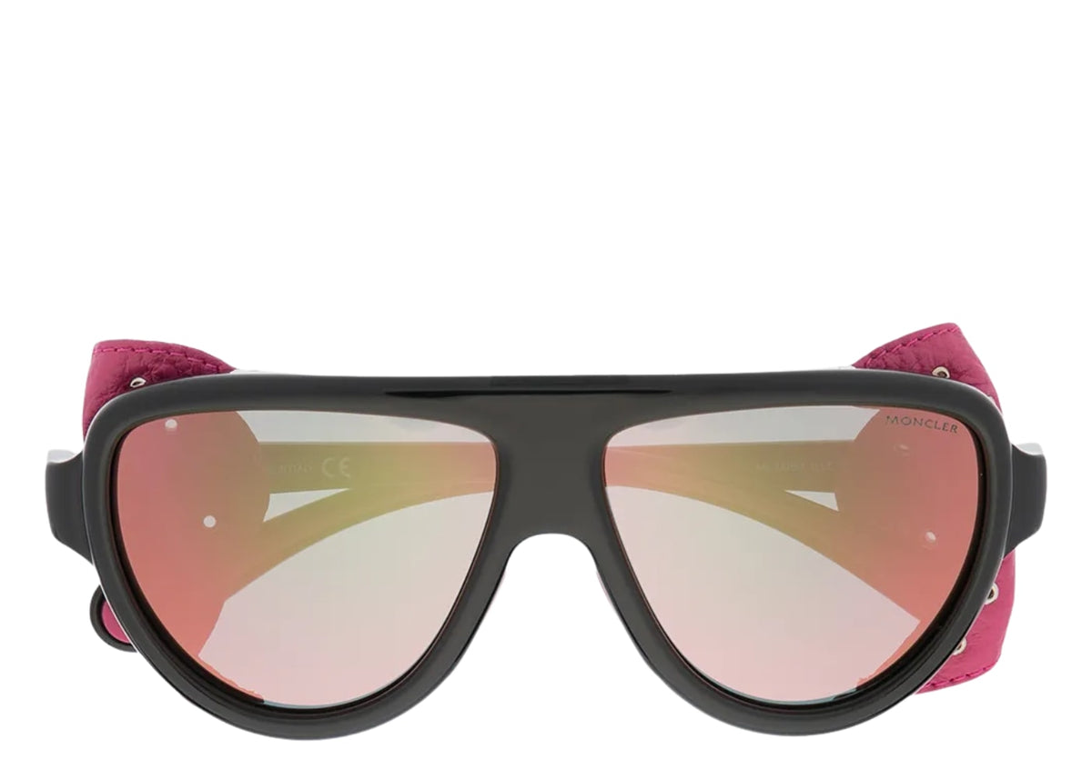 Moncler ML0089 Black Pink Leather Sunglasses