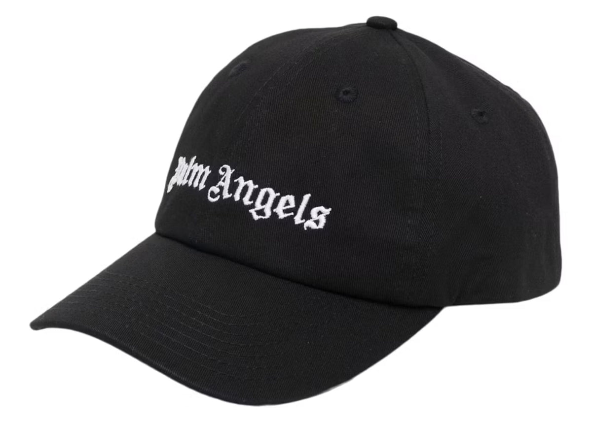 Palm Angels Embroidered Gothic Intarsia Logo Strap-Back Cap Black